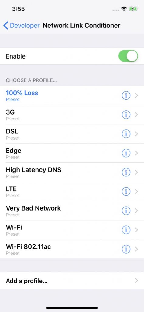 Network Link Conditioner iOS